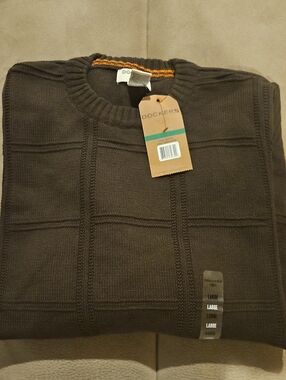 Dockers Brown Textured Grid Crewneck Sweater